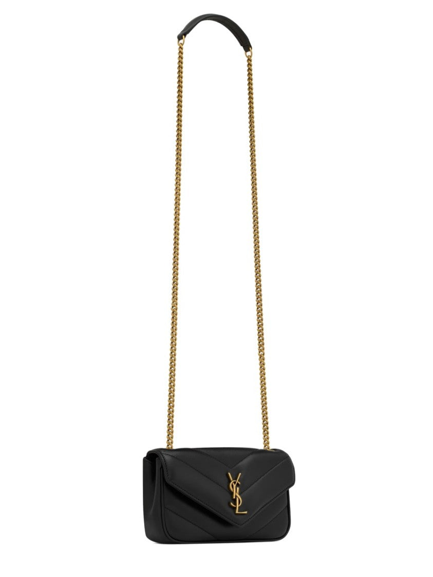 Saint Laurent Chevron Quilted Mini Shoulder Bag In Smooth Lamb Leather