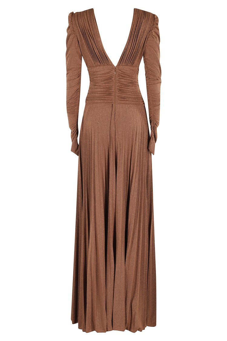 Elisabetta Franchi Fitted Midi Dress With Pleated Skirt