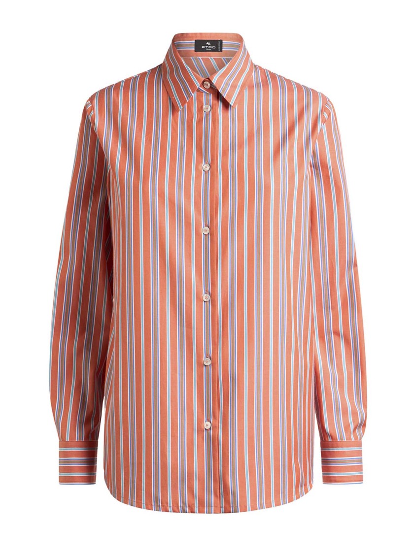 Etro Striped Cotton Shirt With Back Slit