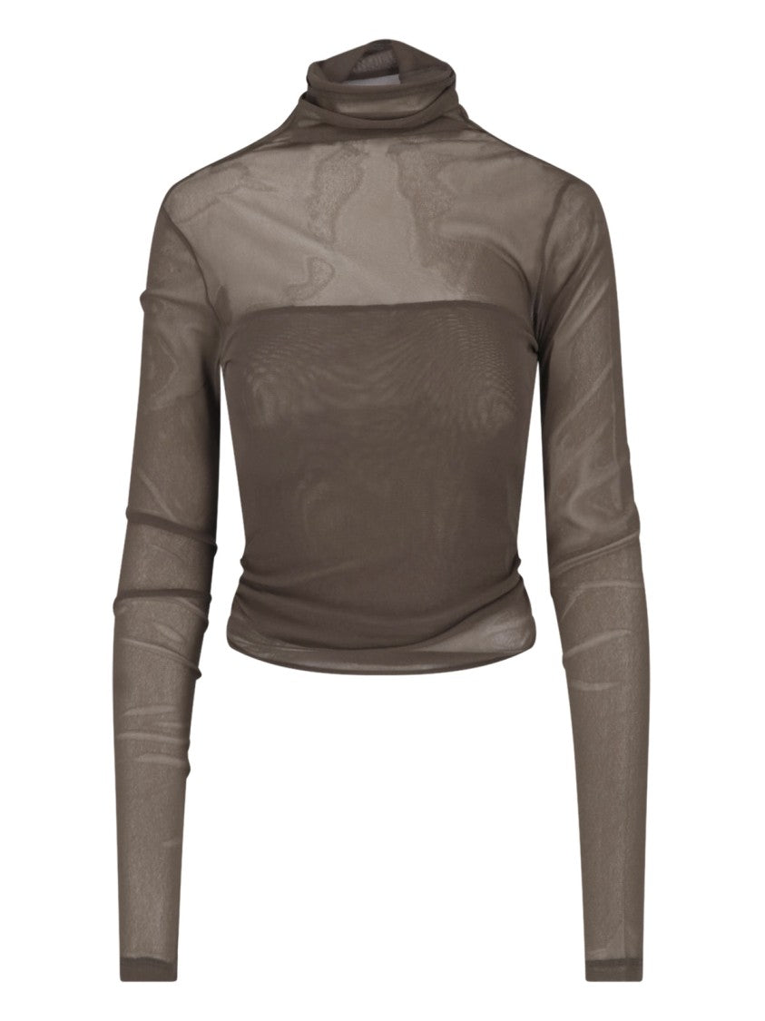 Lemaire Brown Layered Rear Bow Long-Sleeve Blouse