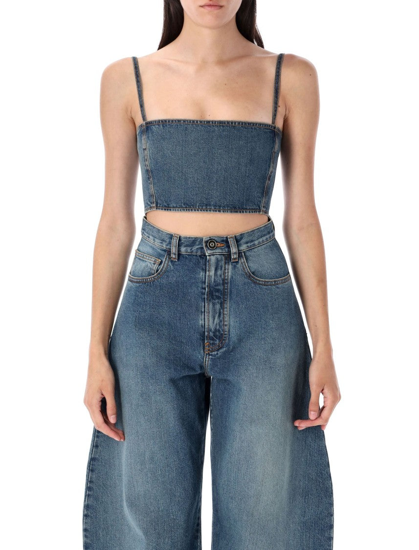 Alaïa Denim Bustier Top