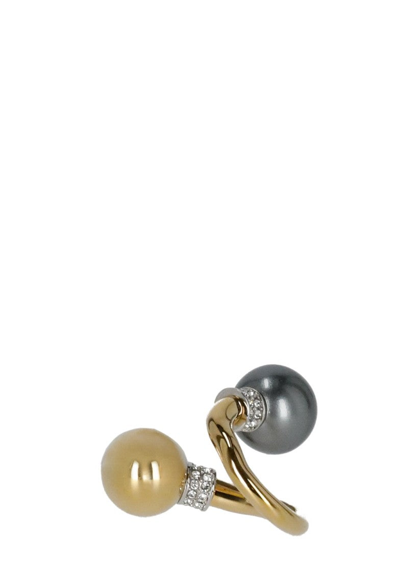 Lanvin Gold Swarovski Brass Open Ring