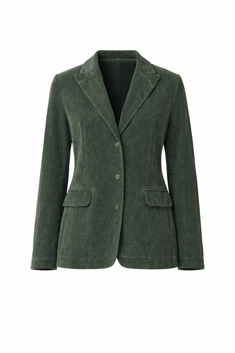 Transit Single-Breasted Green Cotton Corduroy Blazer