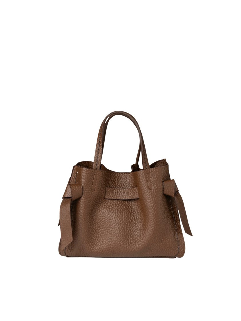 Visona` Camoscio Tied Leather Medium Handbag