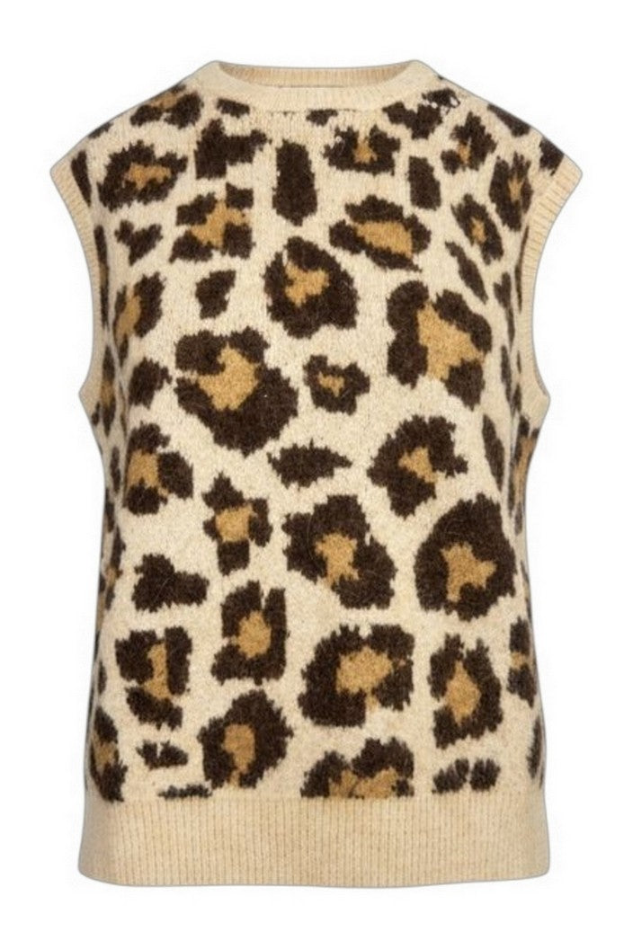 Mc2 Saint Barth Leopard Print Joey P Alpaca Vest