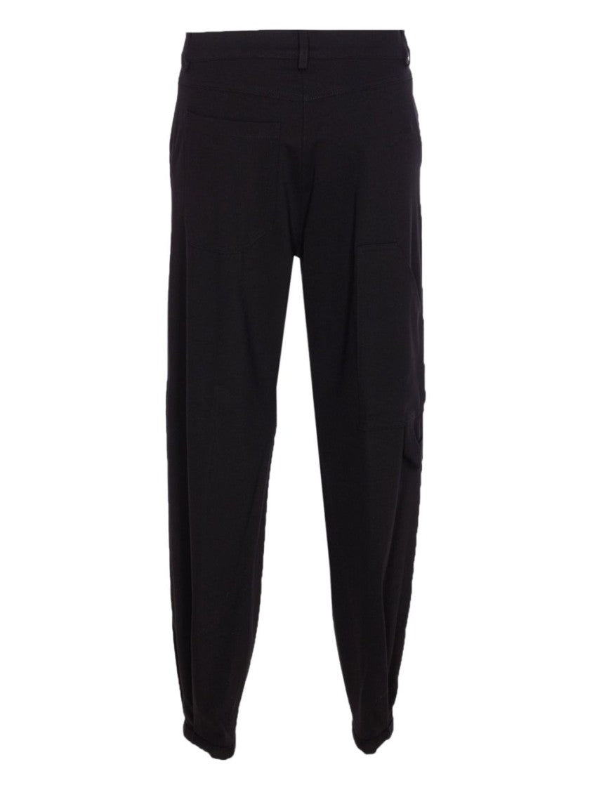 Pinko Tailored Black Trousers With Gold-Tone Button Detail