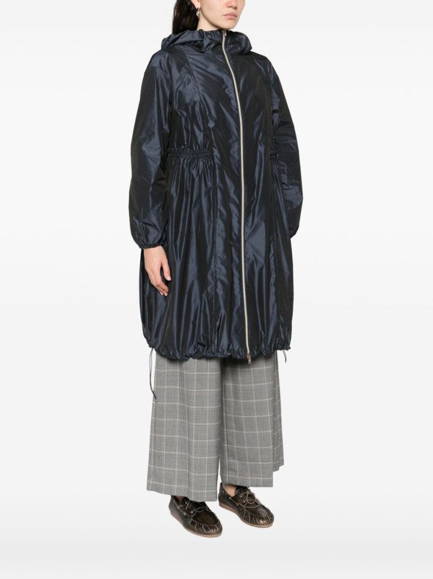 Herno Black Ruffled Details Hooded Parka