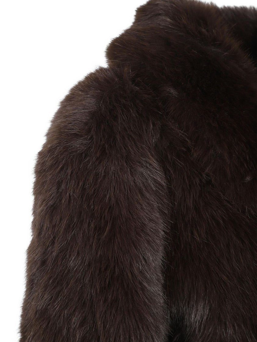 The Frankie Shop Cropped Rounded Collar Faux Fur Coat