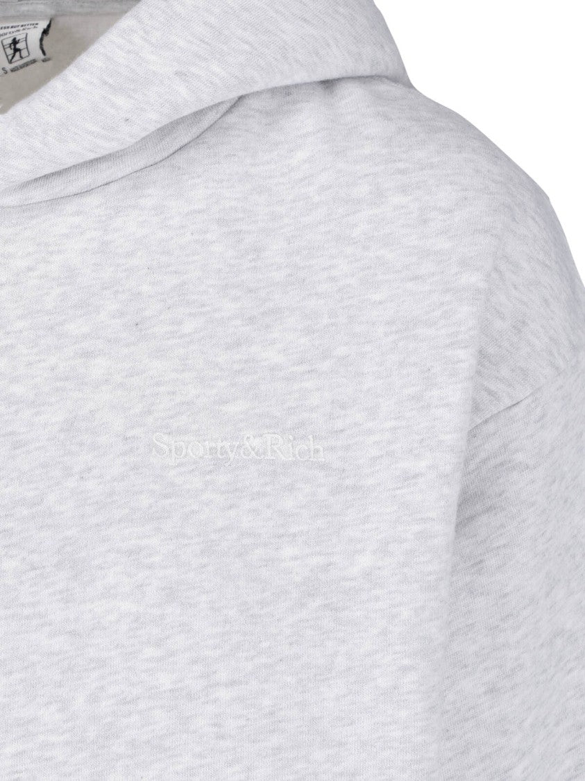 Sporty And Rich Grey Drop Shoulders Cotton-Blend Hoodie