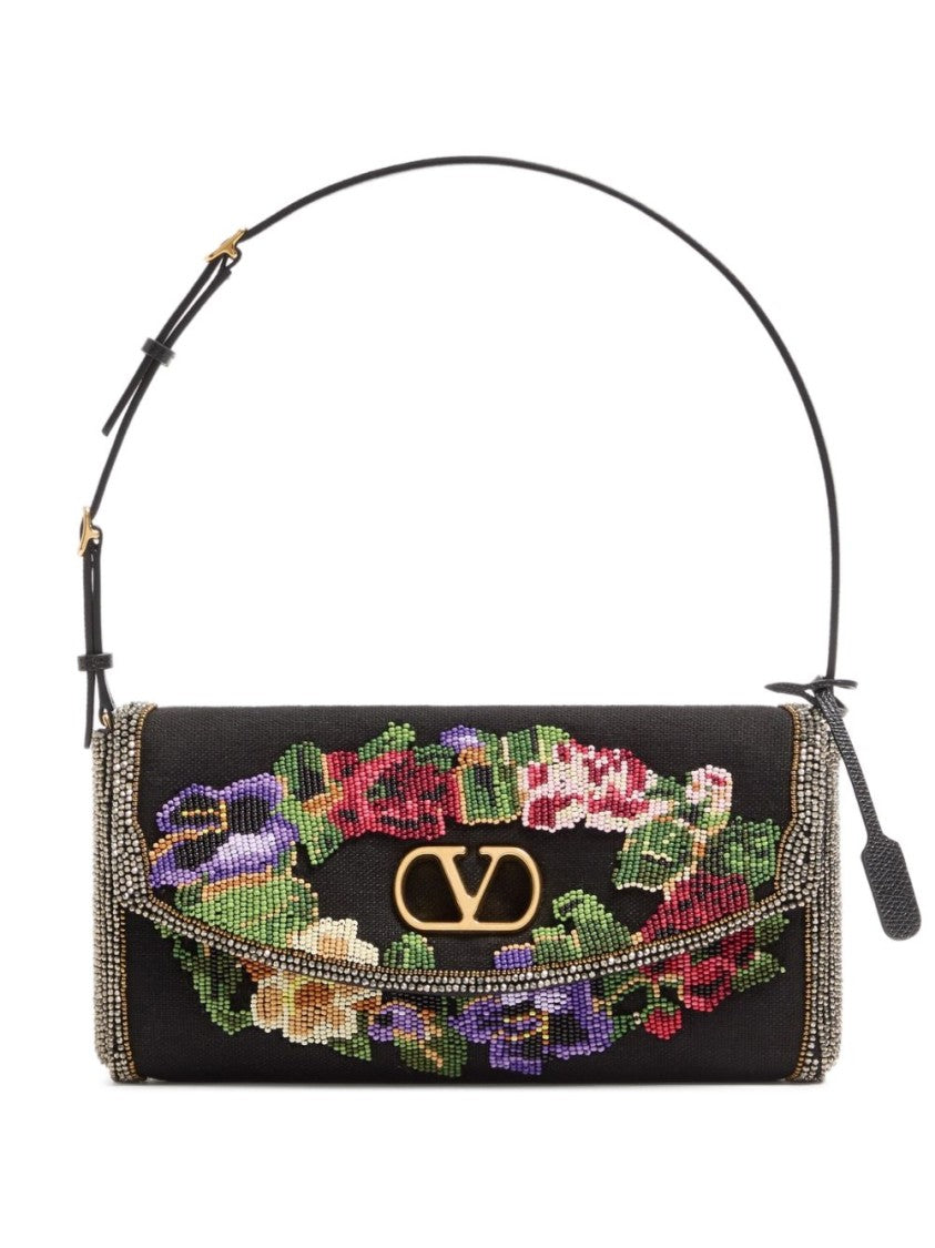Valentino Garavani Multicolor Rectangular Floral Beadwork Shoulder Bag