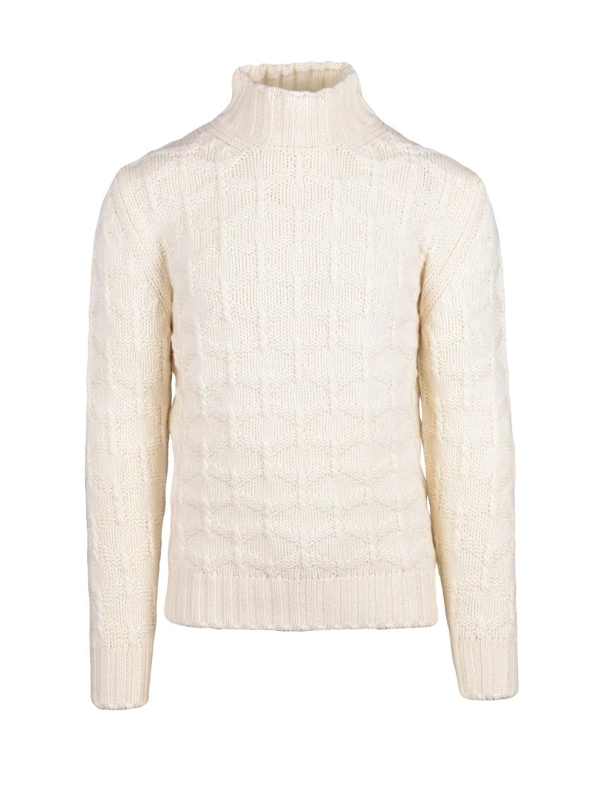 Kangra Textured Knit Turtleneck Sweater With Volcano High Neck Design