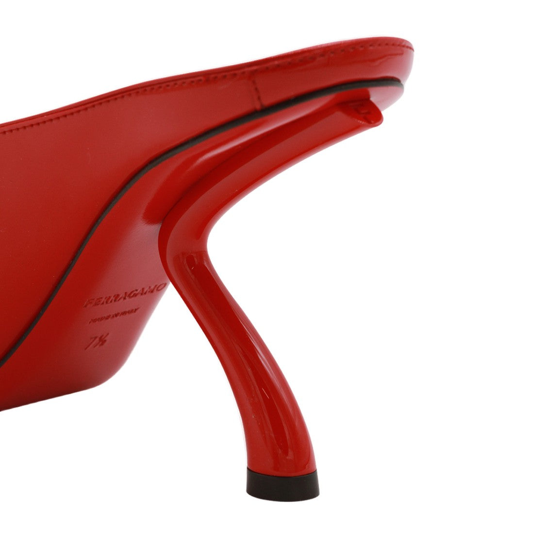 Ferragamo Pointed-Toe Red Mules With Sculptural Heel