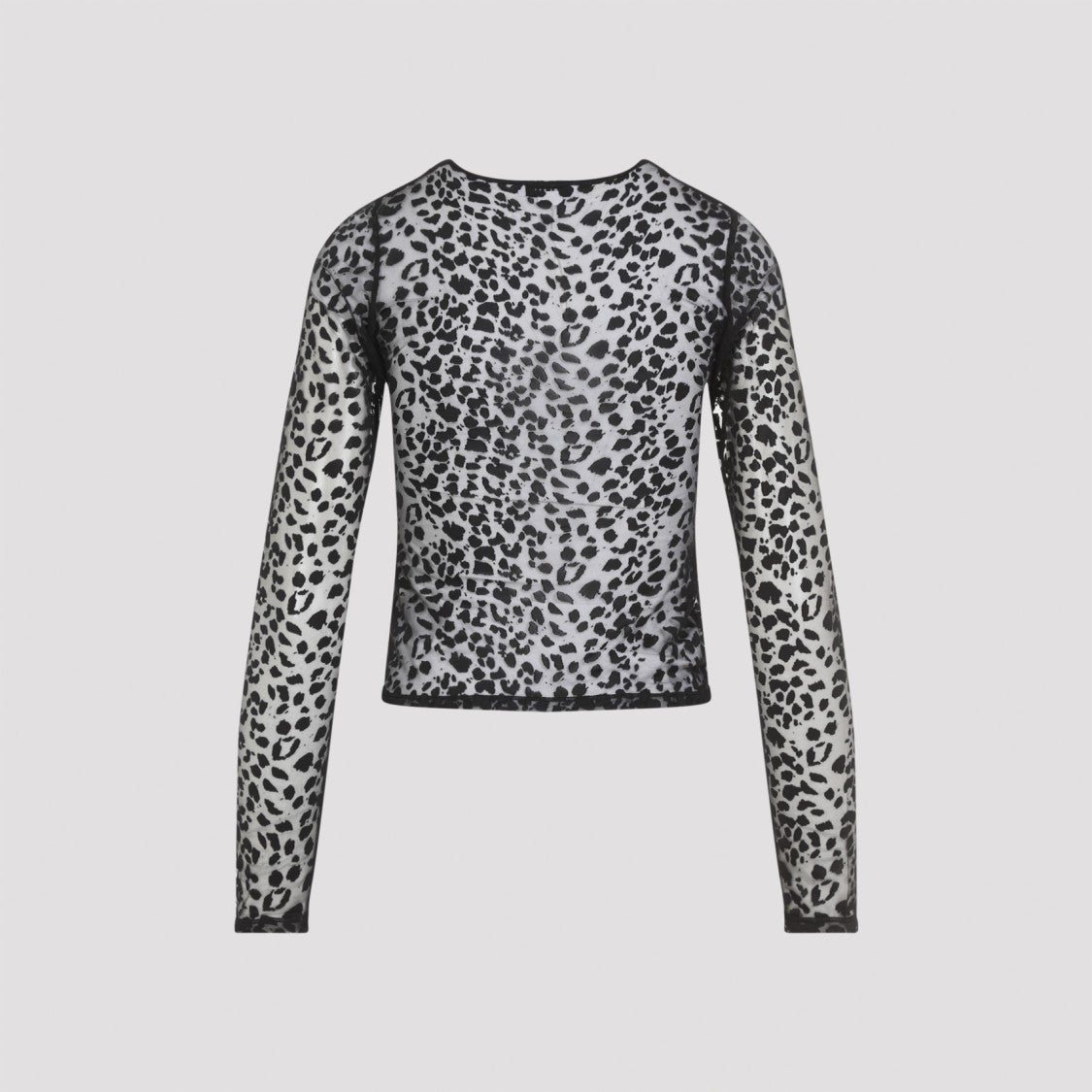 Alexander Mcqueen Leopard Print Long-Sleeved Top With Sheer Fabric And Detailing