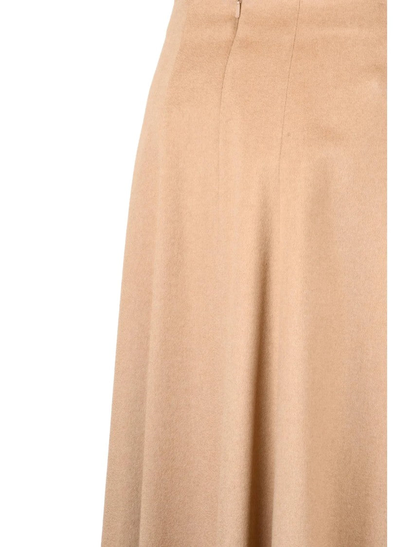 Max Mara Flared Midi Skirt In Luxurious Camel Cloth
