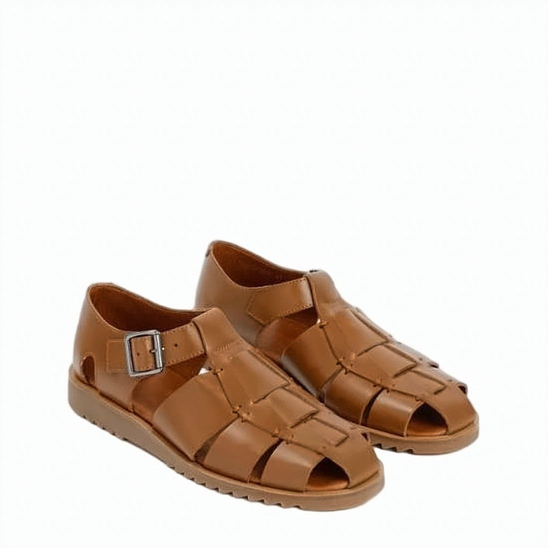 Paraboot Closed-Toe Leather Strapped Sandals With Rubber Sole