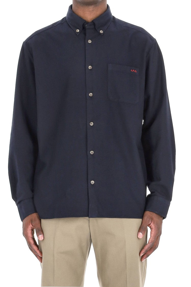 A.P.C. Relax Fit Cotton Piquet Shirt With Pocket