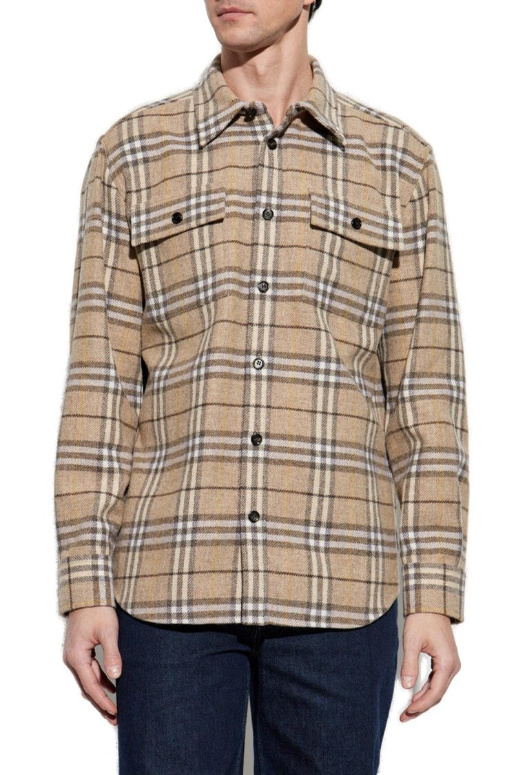 Burberry Plaid Wool Shirt With Button-Down Front