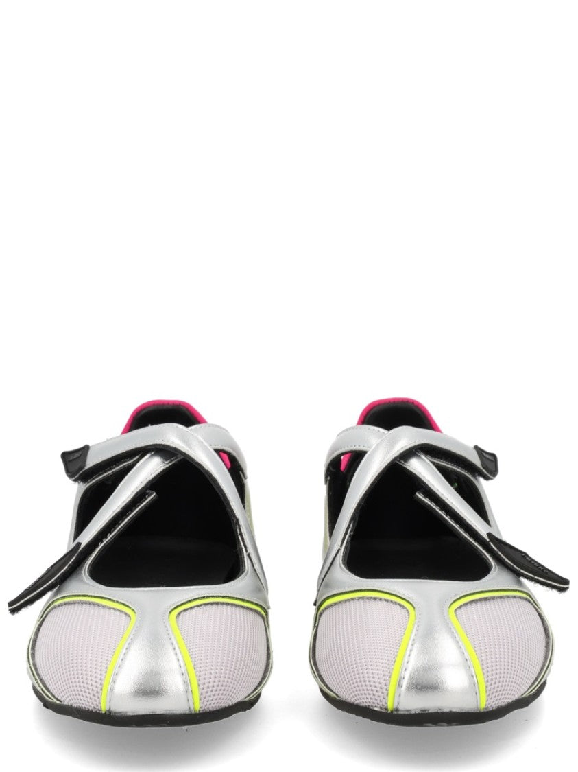 The Attico Silver Floor01 Metallic Mesh Flats