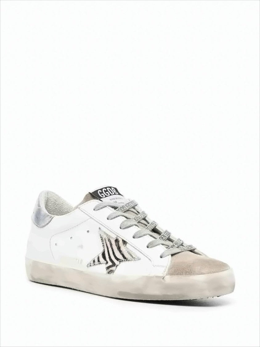Golden Goose Distressed White Leather Sneakers