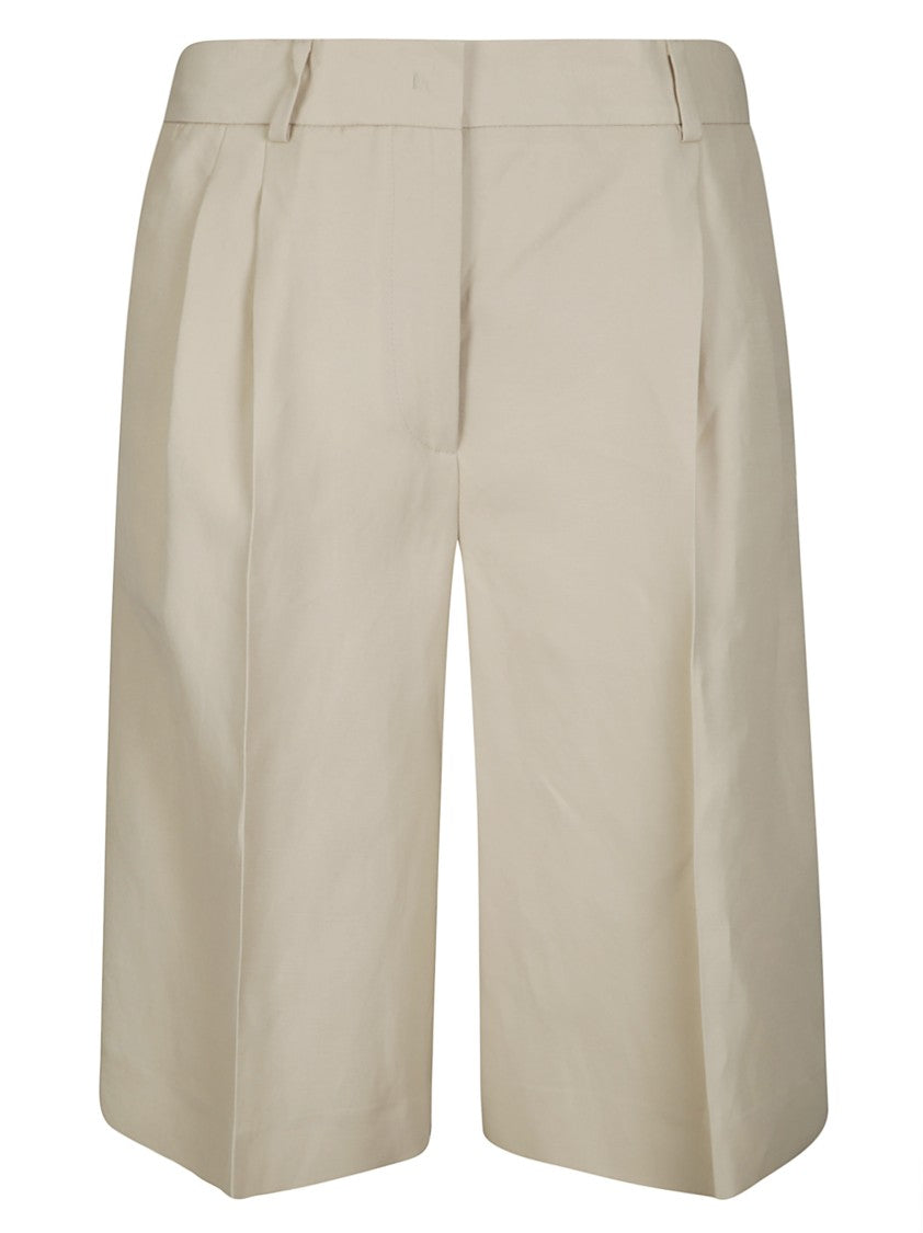 Alberto Biani Soft Linen Blend Shorts With Front Hook