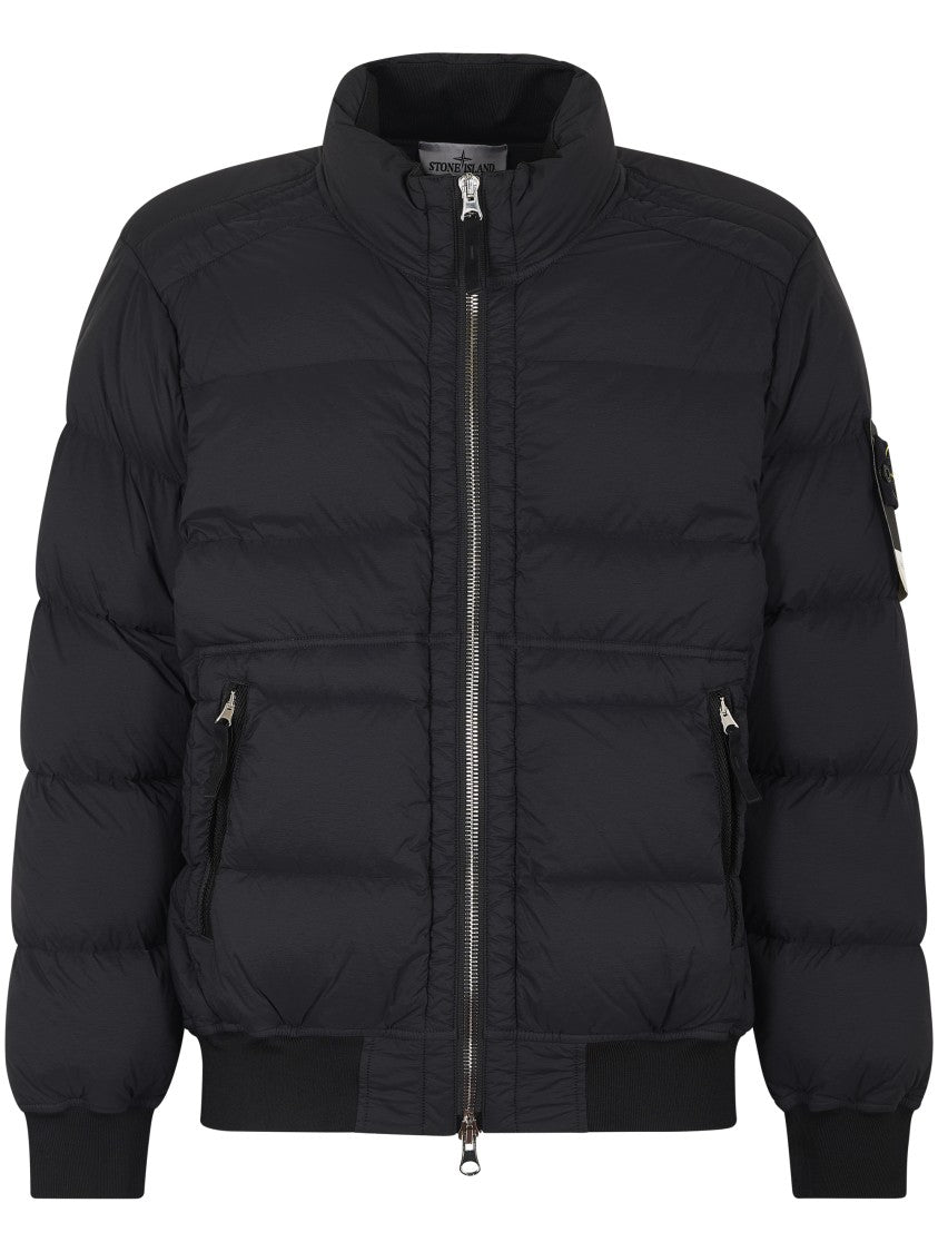 Stone Island Puffy Jacket With High Collar And Ribbed Detailing