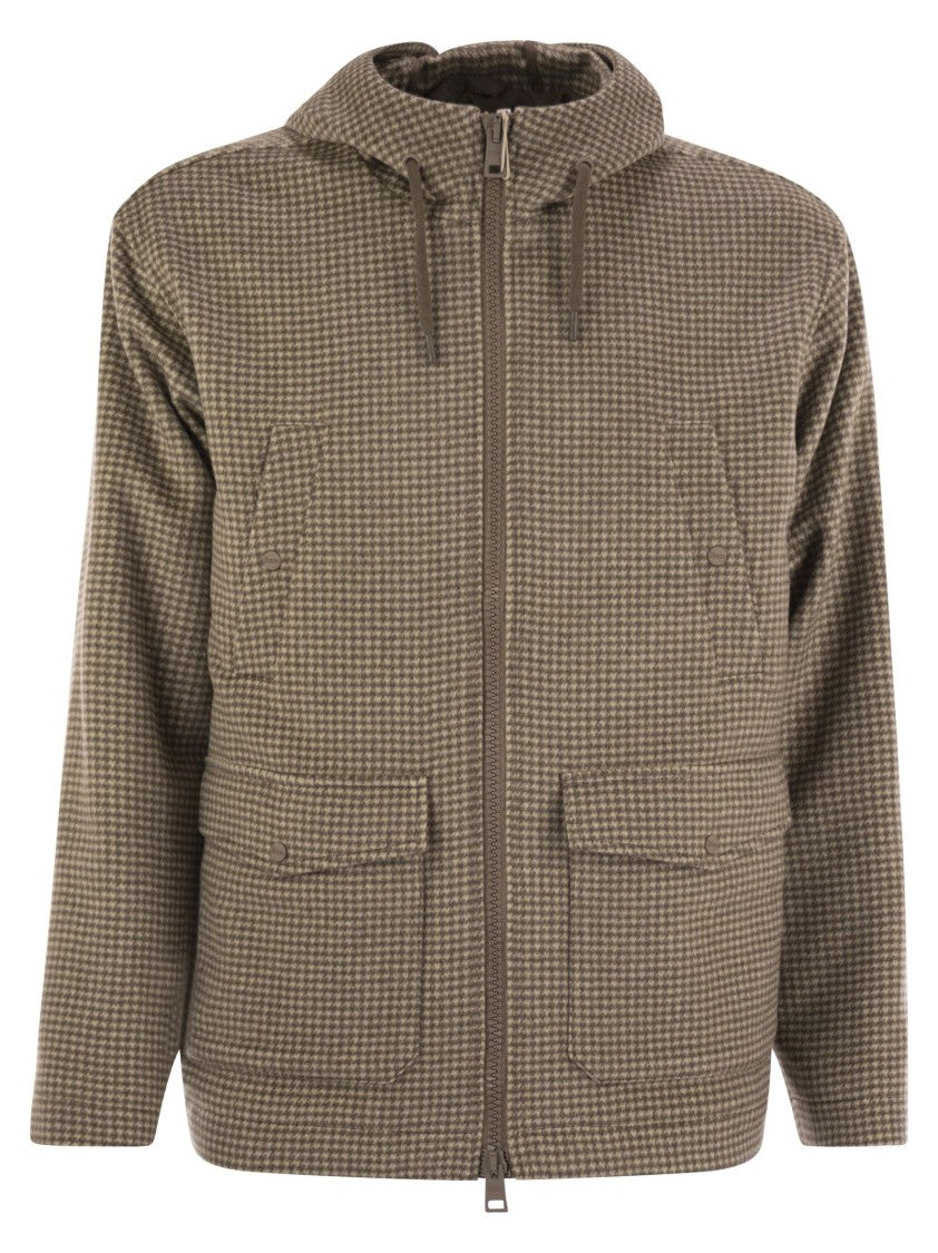 Herno Field Jacket Resort In Cashmere Pied De Poule