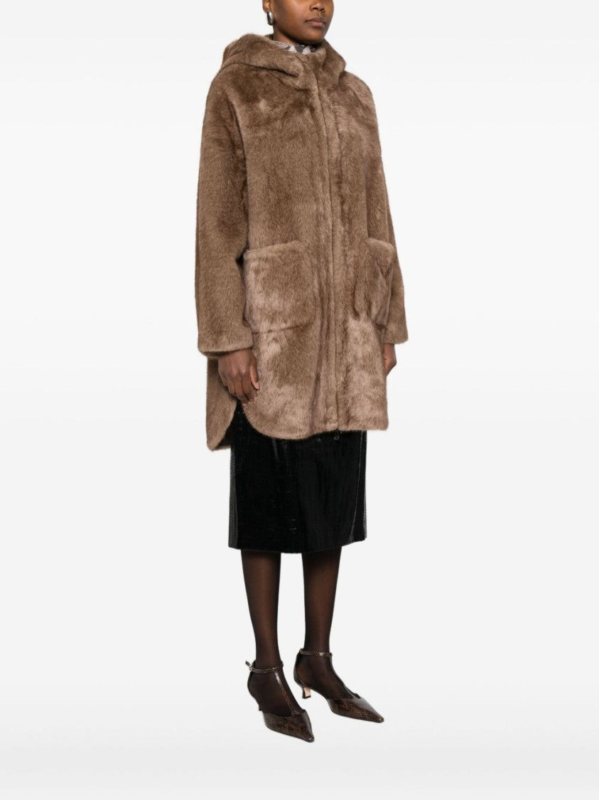 Betta Corradi Plush Faux Fur Brown Coat