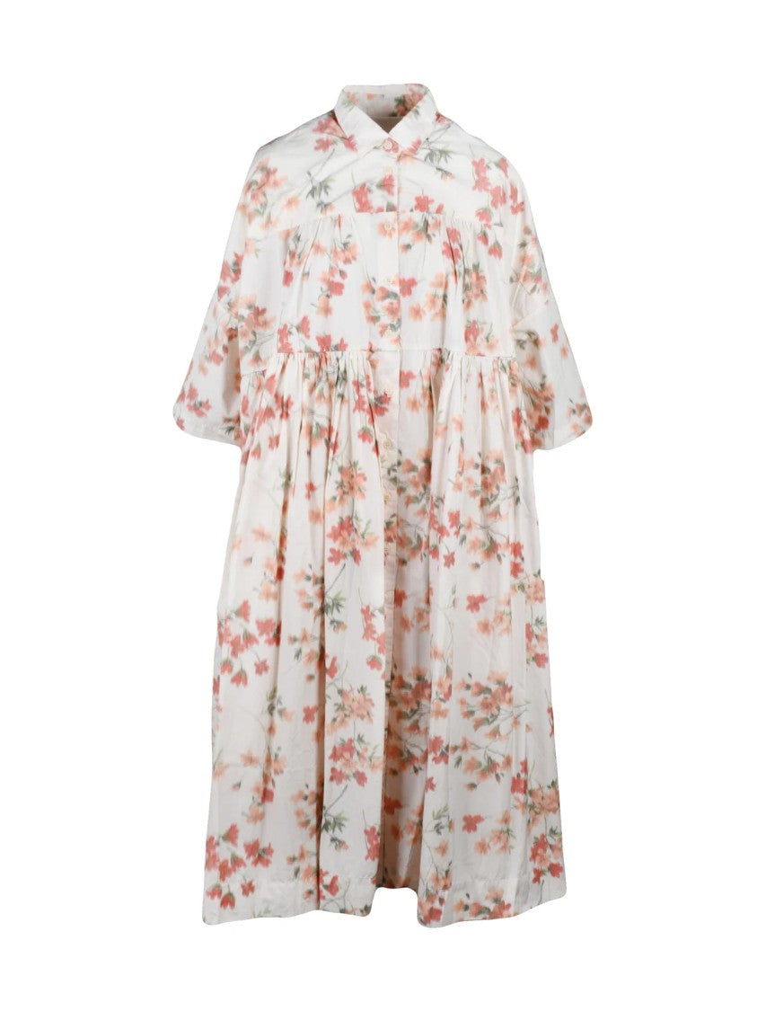 Casey Casey Cream Polyester-Blend Oversized Chemise Dress