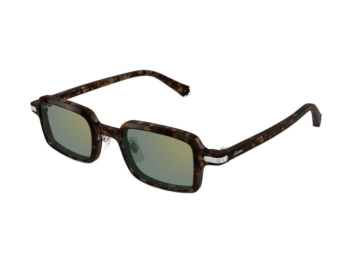 Cartier Ct0539s Bold Square Tortoiseshell Acetate Sunglasses
