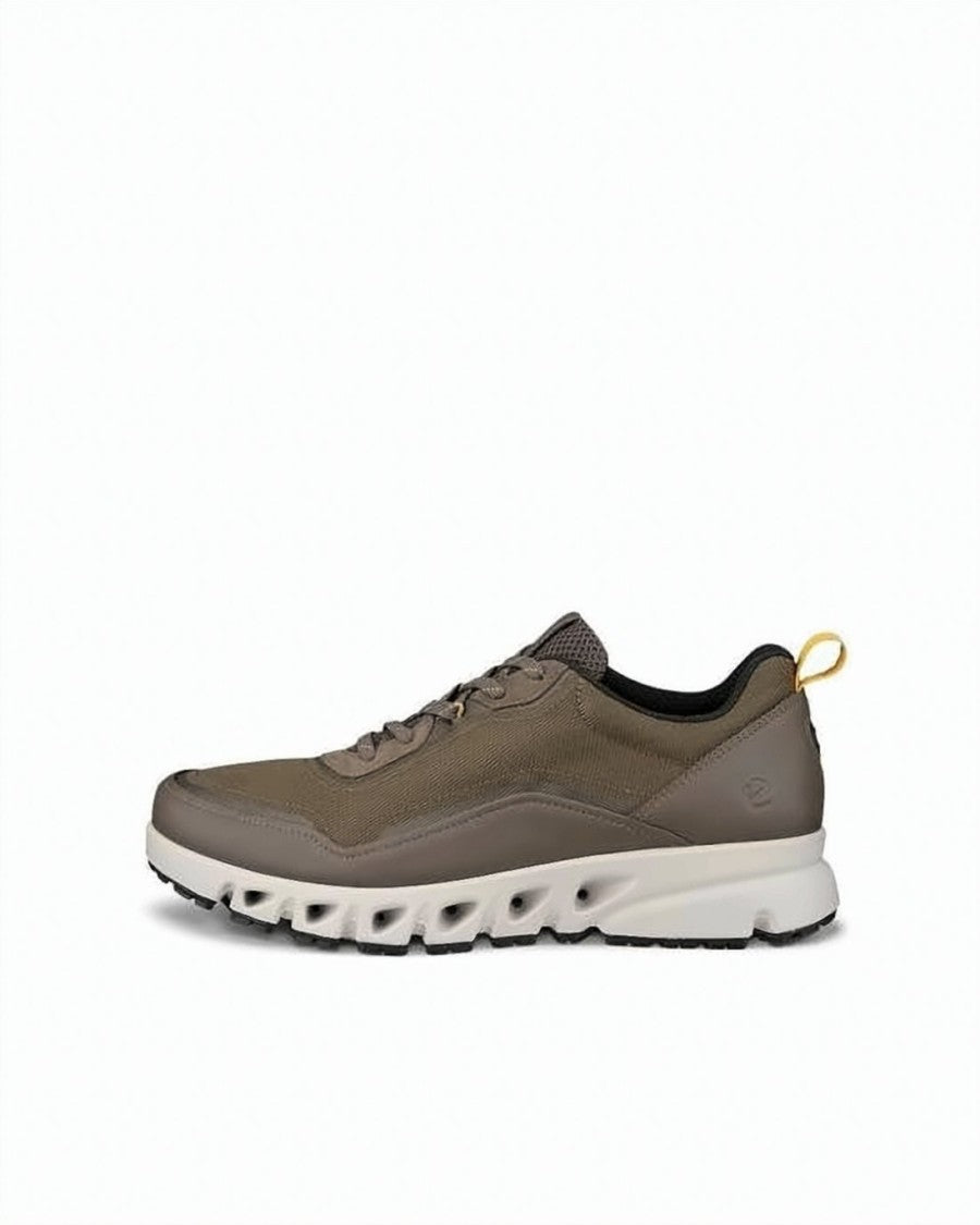 Ecco Sleek Leather And Textile Sneakers With Distinctive Rubber Sole