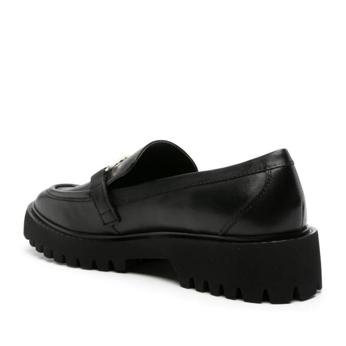 Liu Jo Black Cora 01 Decorative Buckle Chunky Sole Leather Loafers