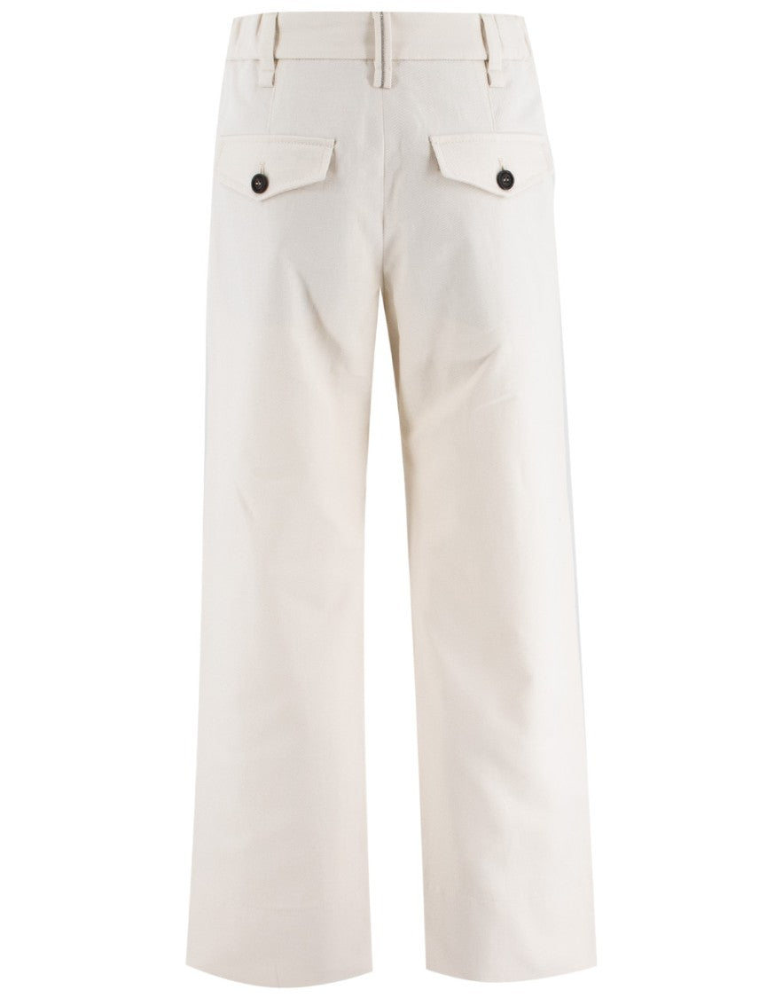Brunello Cucinelli Cropped Cream Trousers