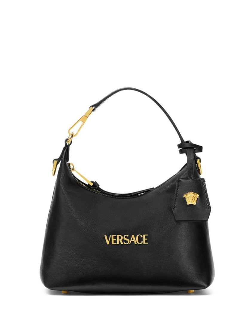 Versace Calf Leather And Lambskin Bag With Adjustable Strap