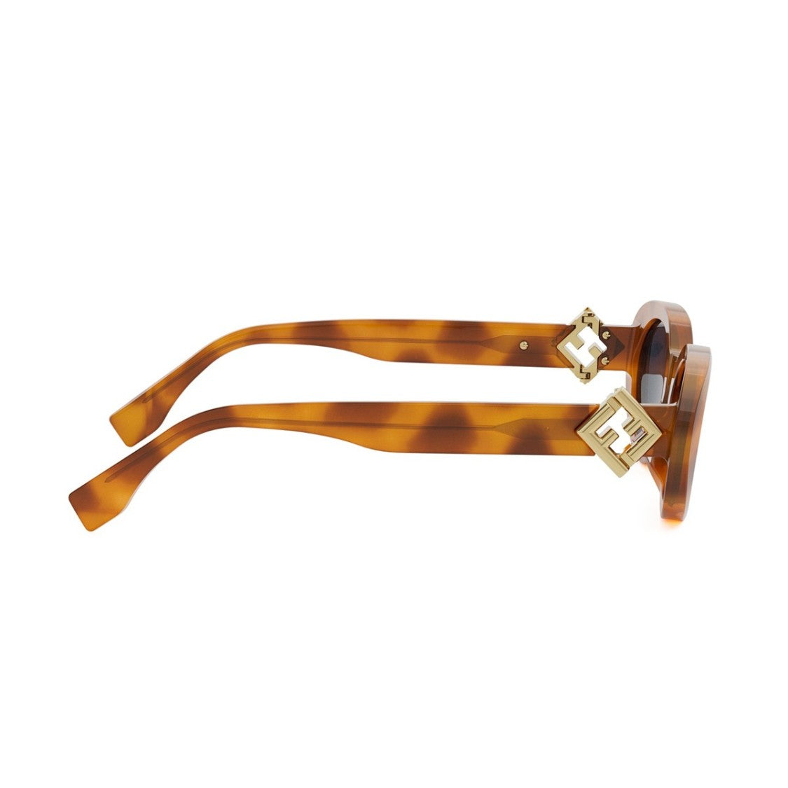 Fendi Havana Ff Diamond Acetate Oval Sunglasses