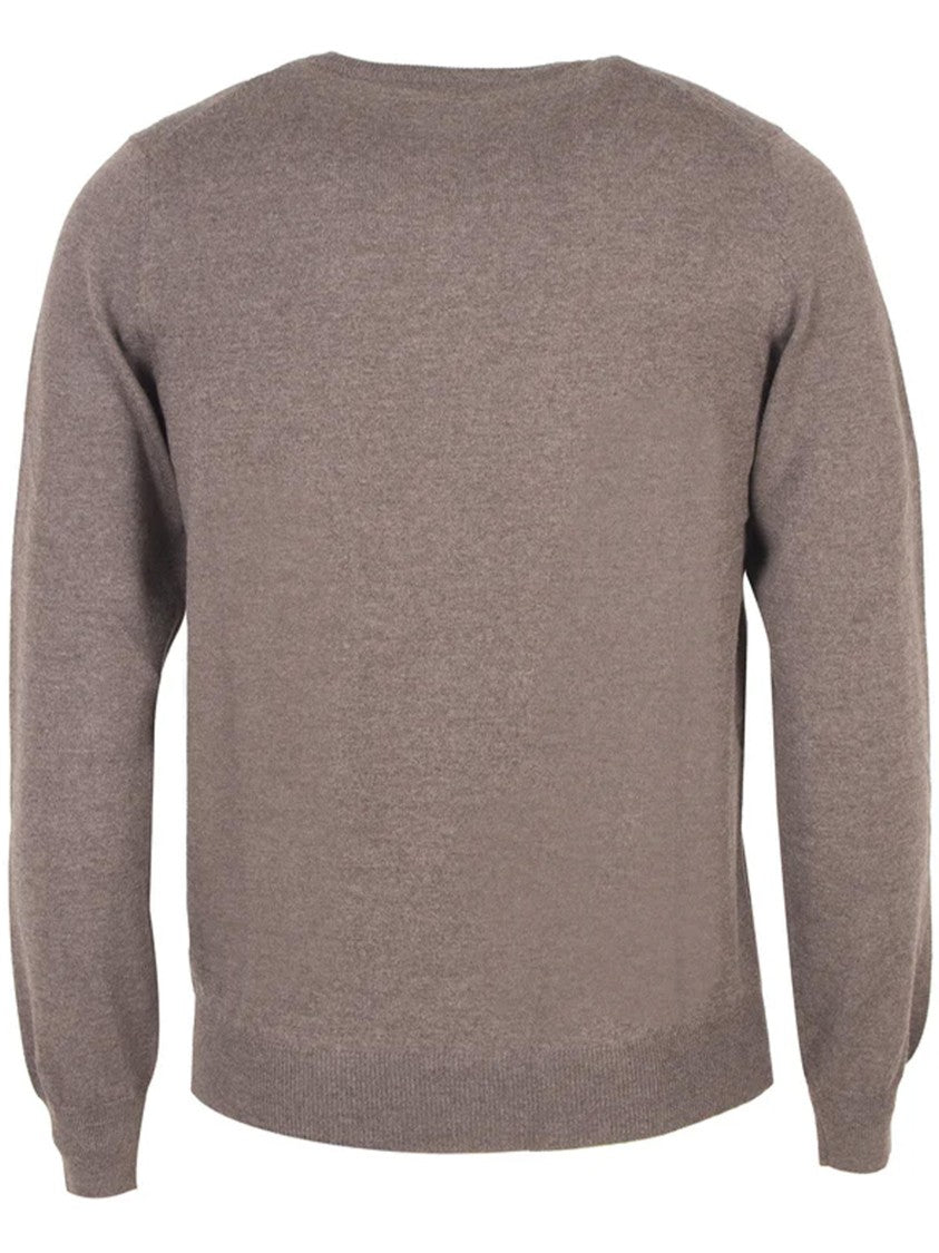 Gran Sasso Classic Brown Wool Sweater With Ribbed Detailing