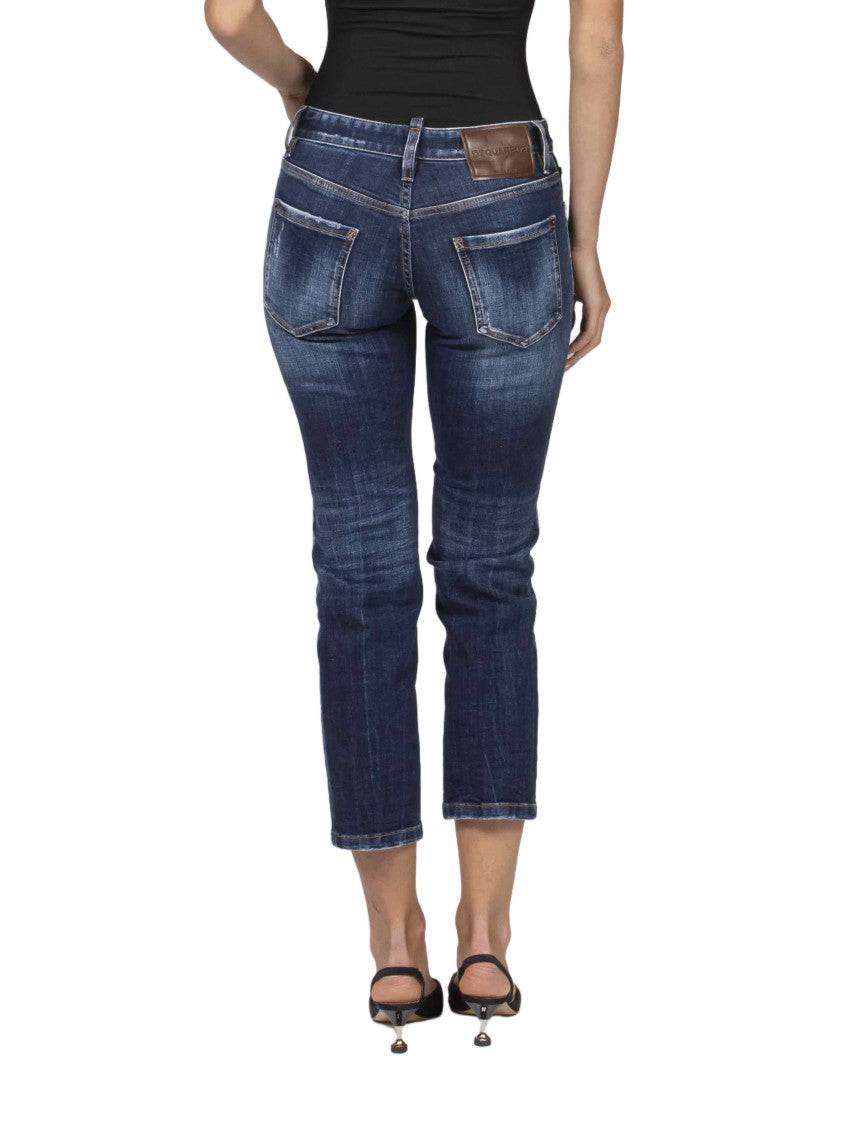 Dsquared2 Cropped Distressed Denim Jeans