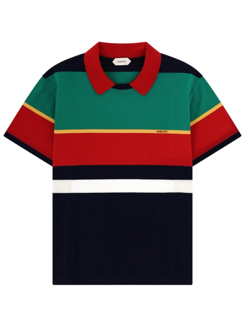 Versace Multicolor Horizontal Stripes Polo Shirt