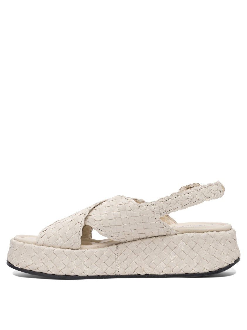 Pons Quintana Woven Leather Sandals With Cross-Strap Design