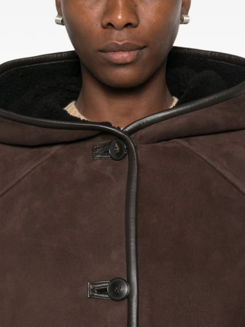 Yves Salomon Lambskin Suede Jacket With Shearling-Lined Hood