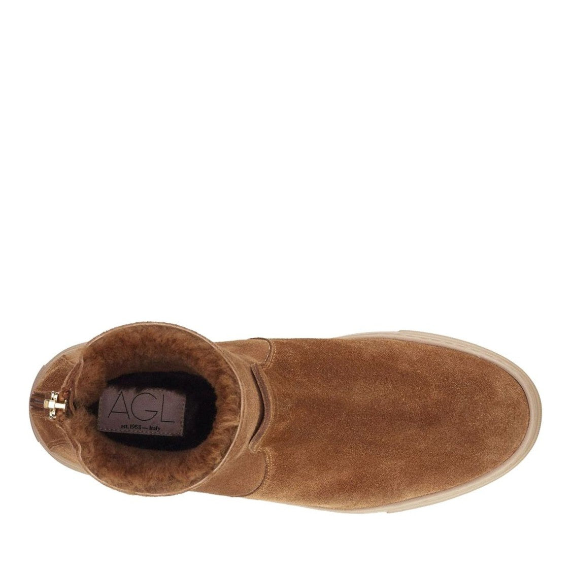 Agl Brown Meghan Suede Sheepskin-Lined Wedge Boots