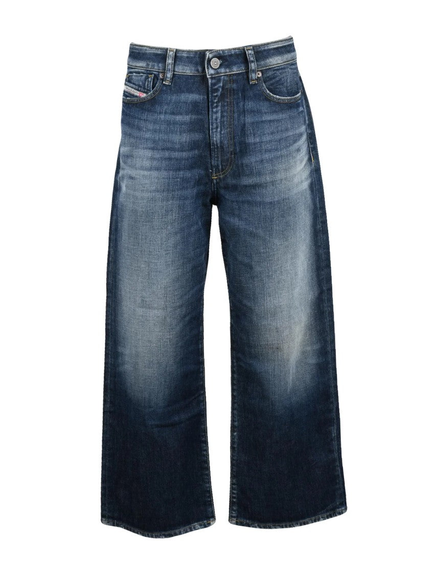 Diesel Blue Cotton-Blend Krashee Straight Jeans
