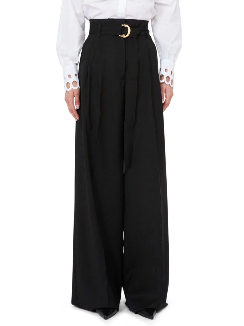 Max Mara Wide-Leg Trousers With High Waist And Gold-Tone Buckle