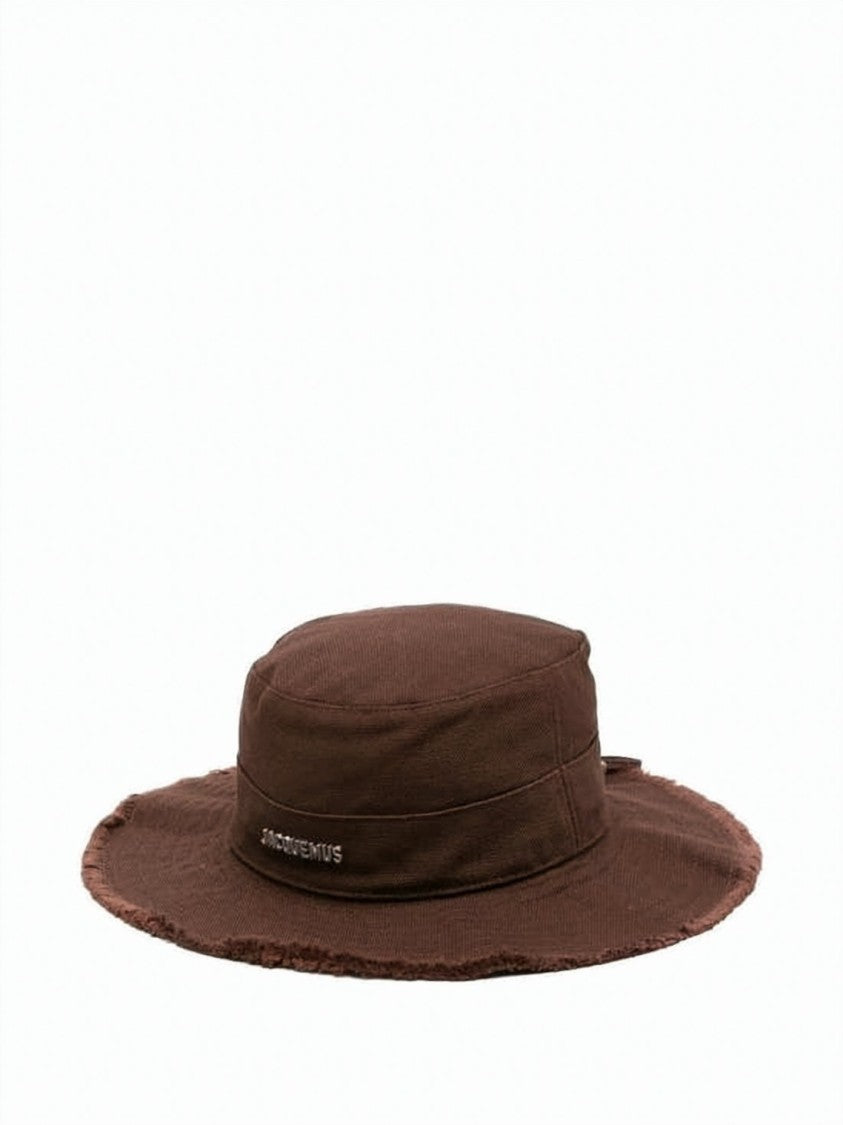Jacquemus Brown Bucket Hat With Frayed Brim