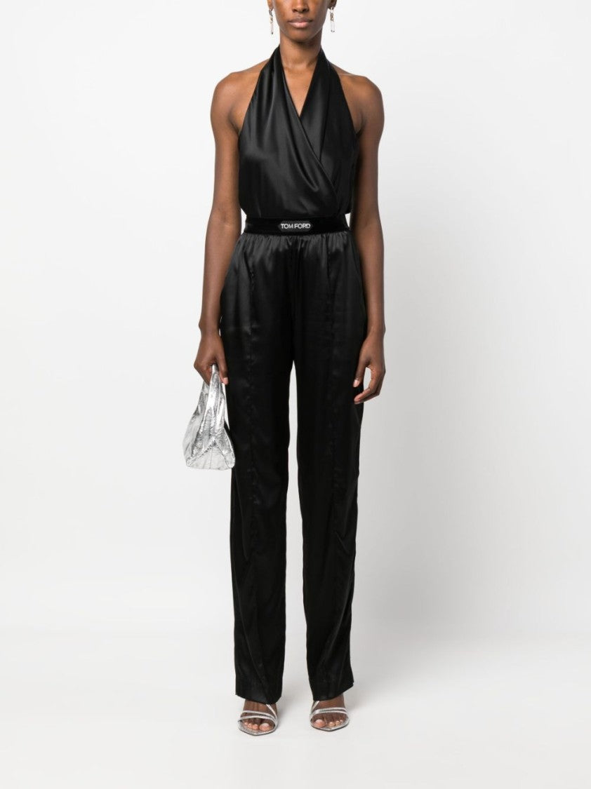 Tom Ford High-Waisted Stretch-Silk Satin Trousers