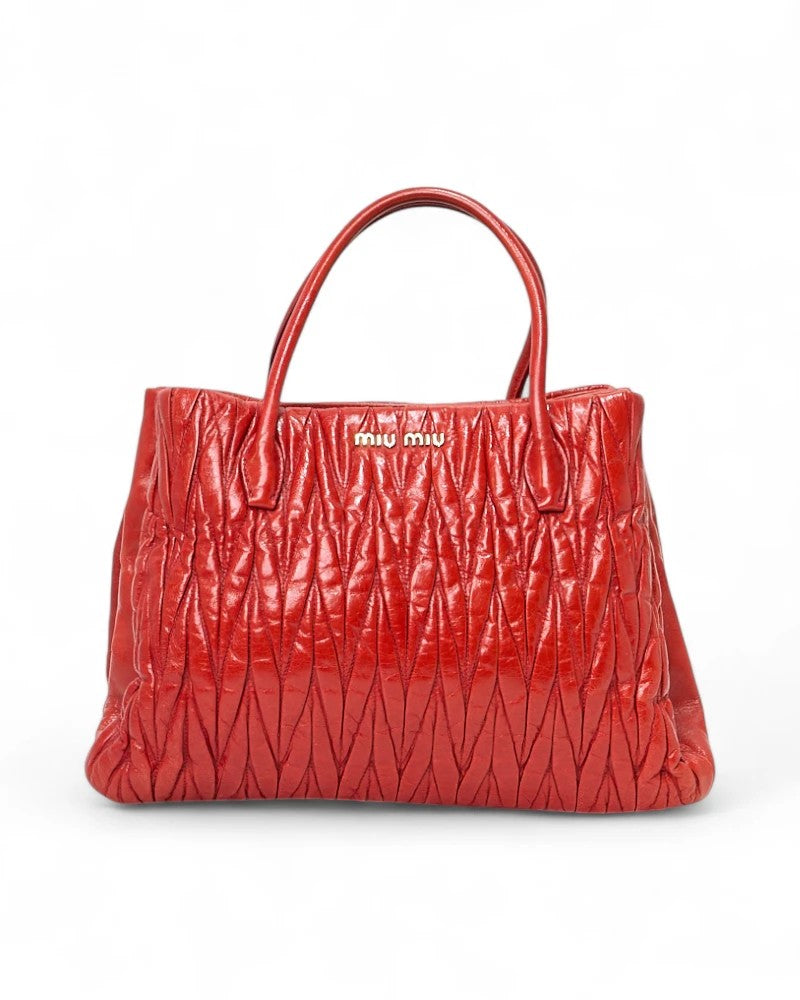 Miu Miu Small Square Shopper Embossed Red