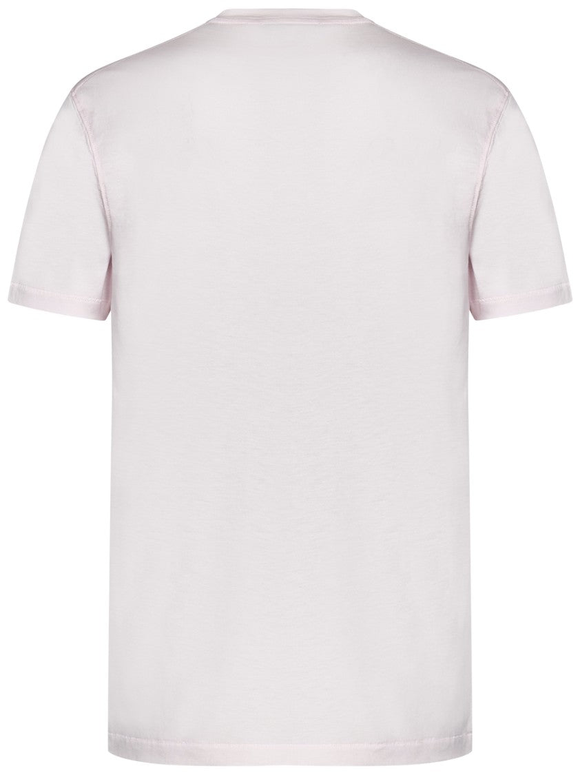 Tom Ford Crewneck Pale Pink T-Shirt With Logo Embroidery