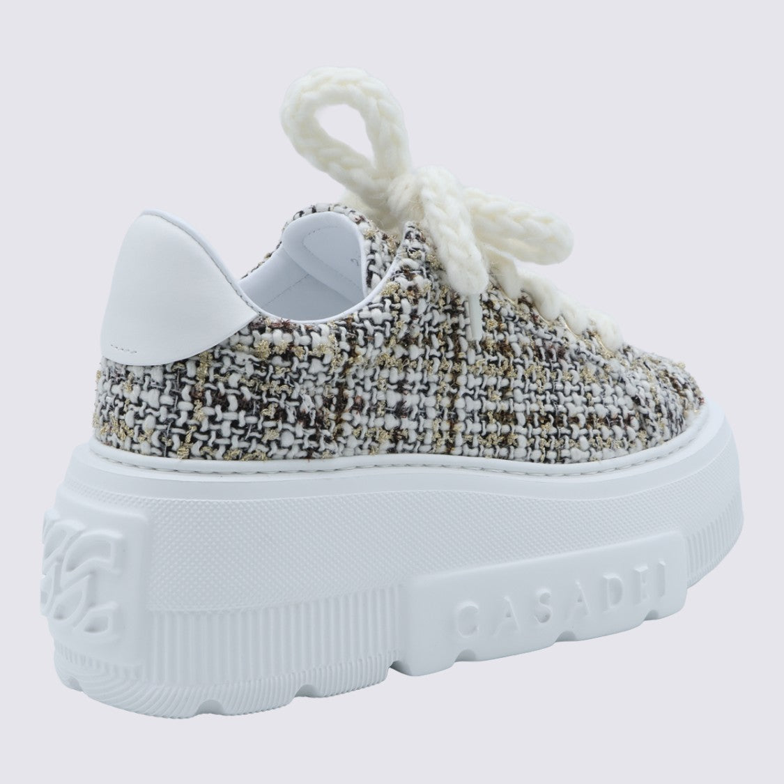 Casadei Textured Tweed Sneakers With Chunky Platform Sole