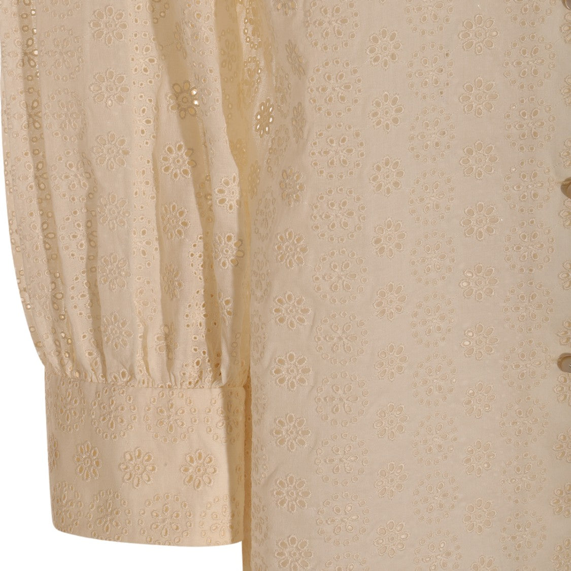 Valentino Ivory Blouse With Floral Eyelet Patterns