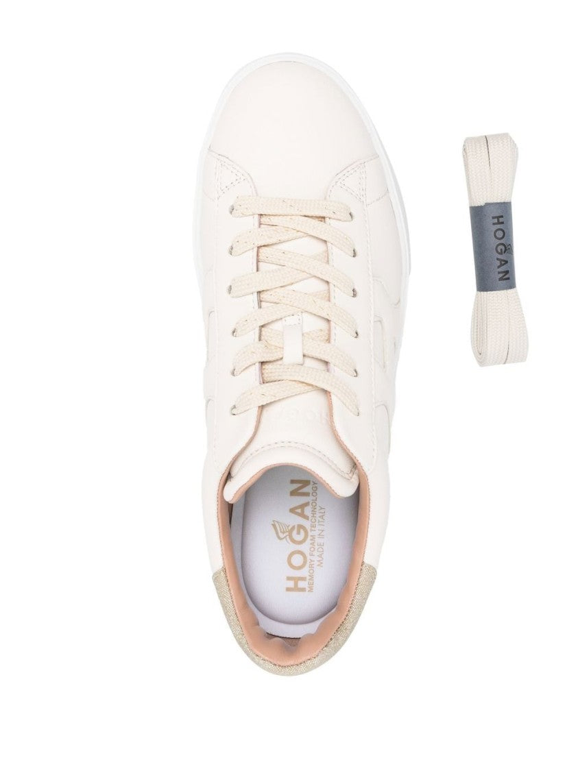 Hogan Ivory Leather Sneakers With Extralight Sole