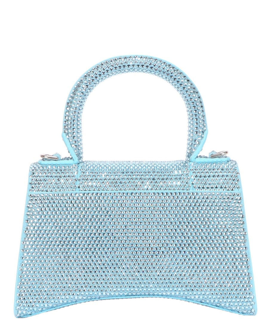 Balenciaga Hourglass Xs Crystal-Embellished Suede Top Handle Bag